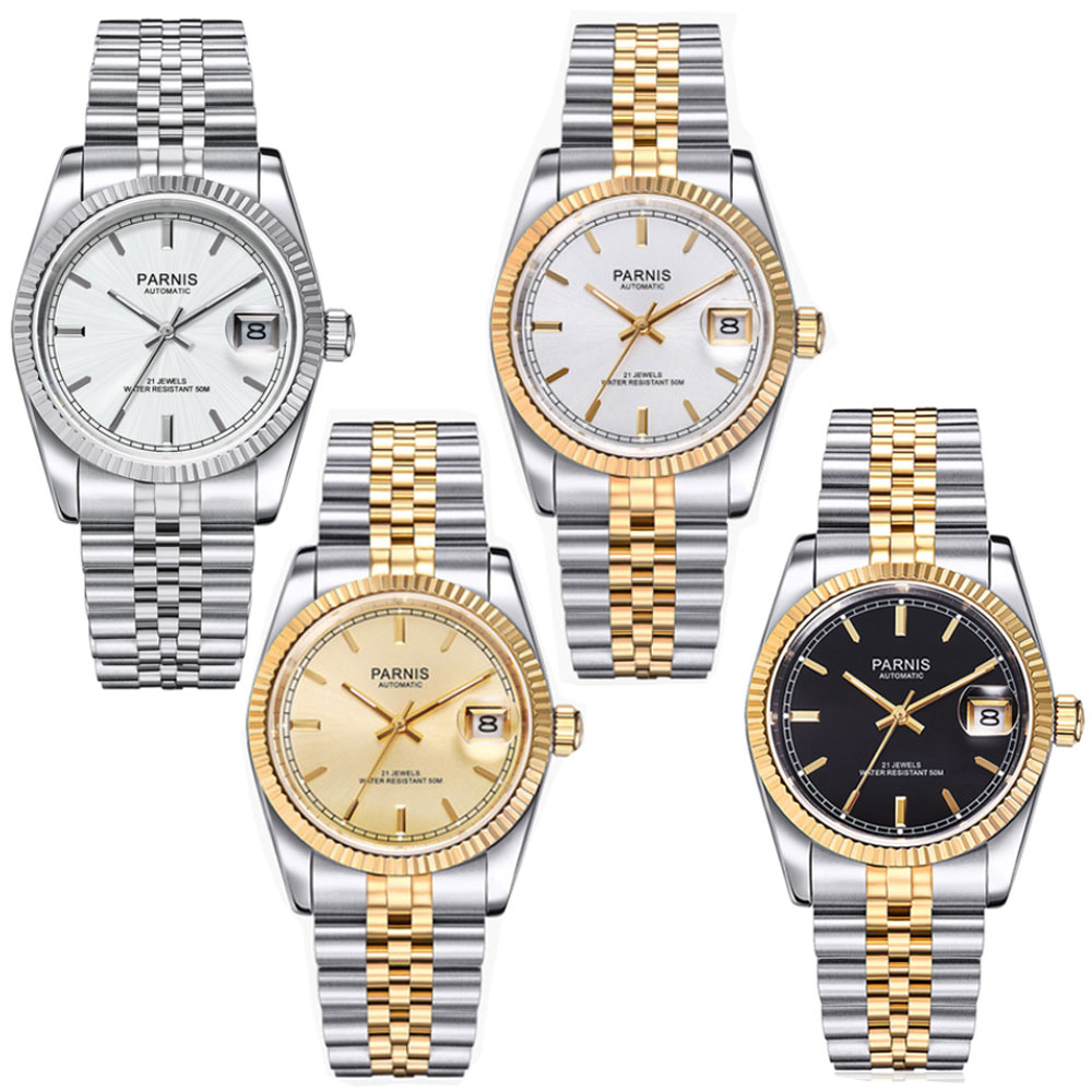 Luxury Watch Gold And Black - Parnis – montre automatique pour hommes,