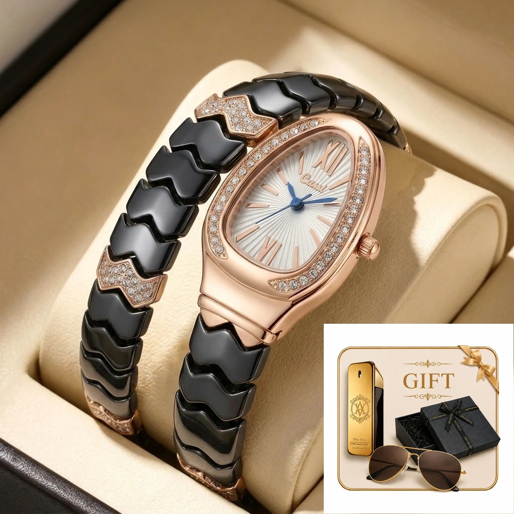 Luxury Watch Gold And Black - Ensemble de 4 montres pour femmes