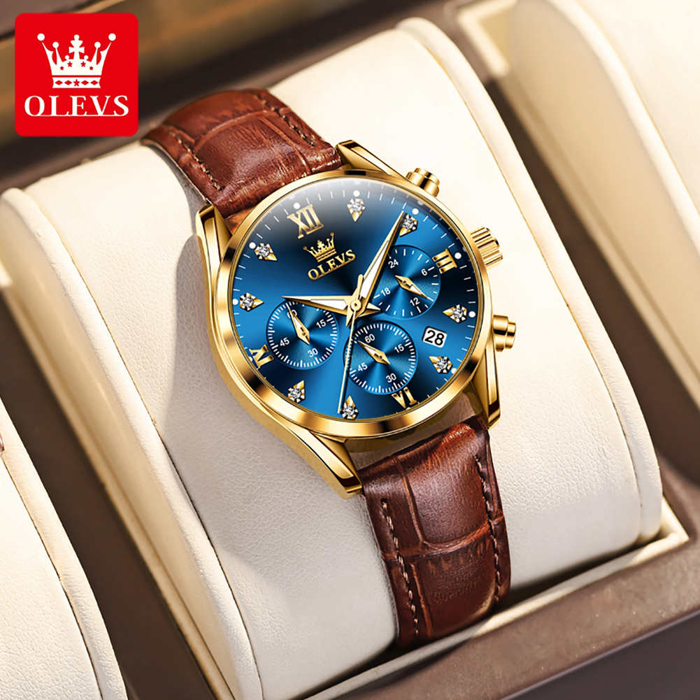 Luxury Watch Leather Strap - OLEVS 5523 marque originale montres pour