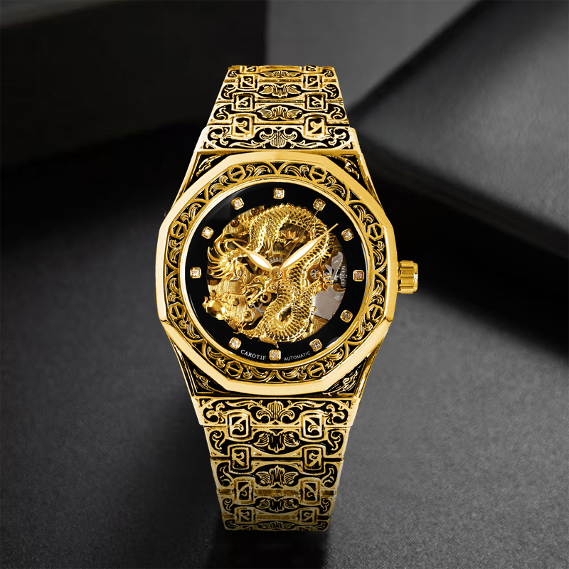 Une montre mécanique automatiq - Luxury Watch Gold And Black avis et prix