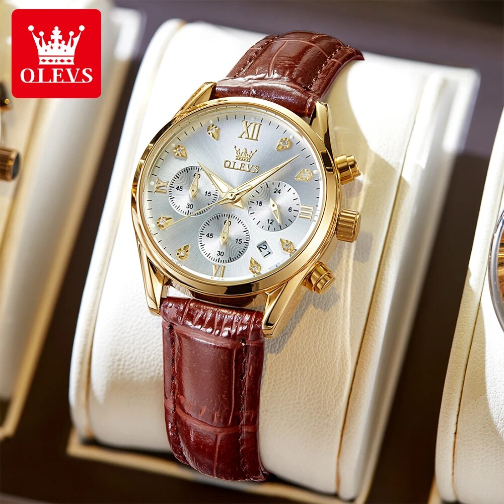 OLEVS-Montre-bracelet à quartz - Luxury Watch Leather Strap avis et prix