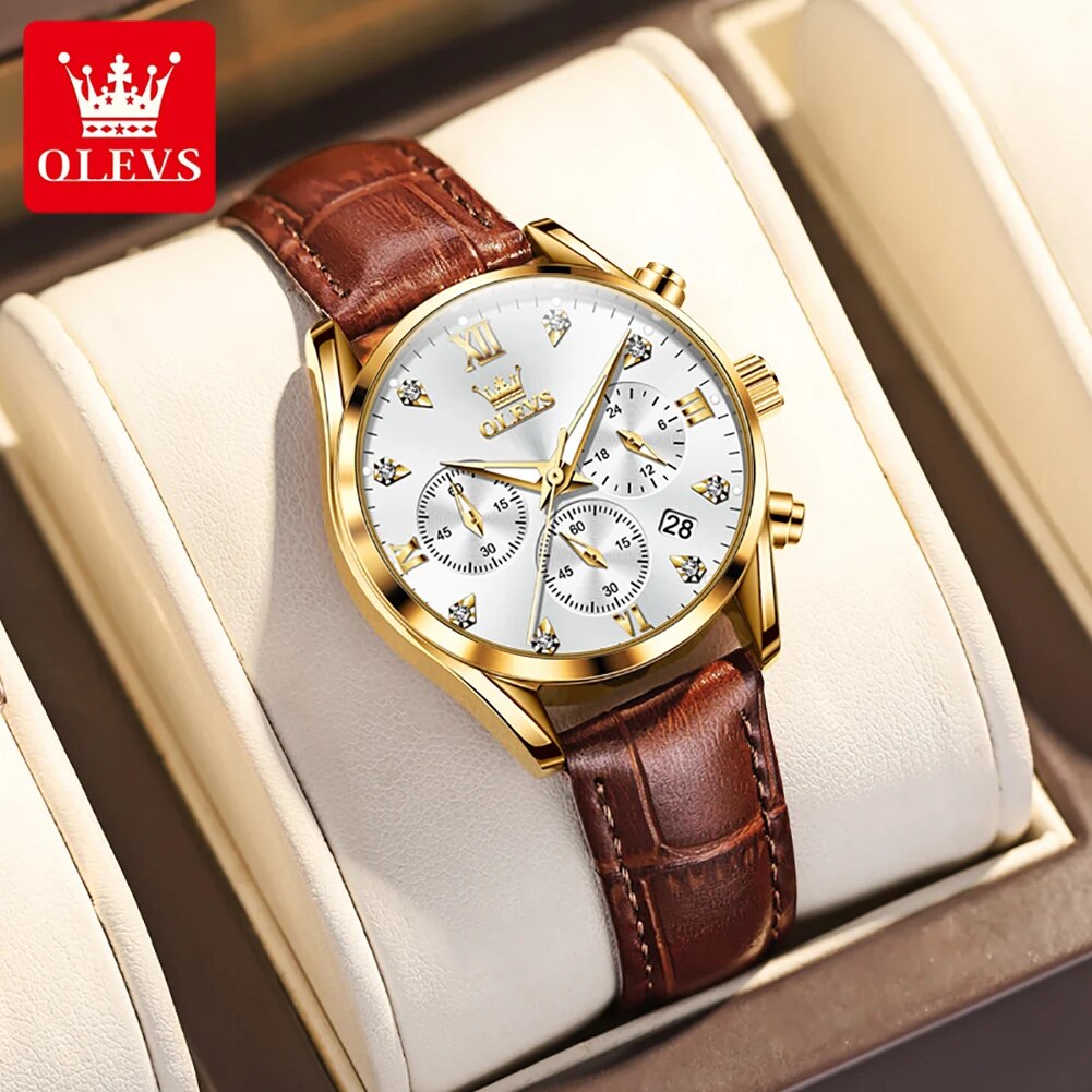 OLEVS-Montre-bracelet à quartz - Luxury Watch Leather Strap avis et prix