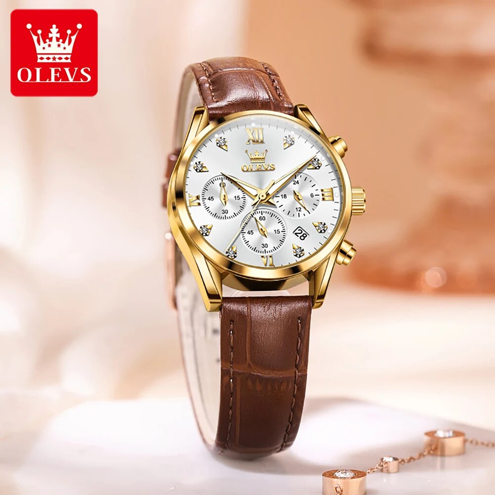 OLEVS-Montre-bracelet à quartz - Luxury Watch Leather Strap avis et prix
