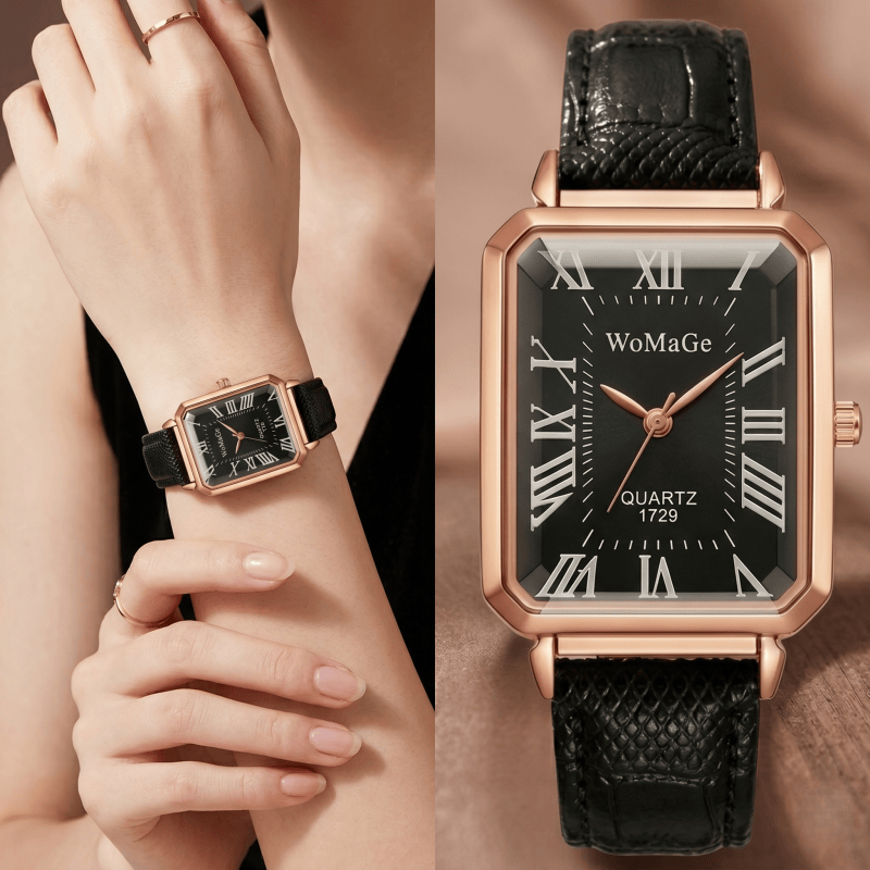 Montres à quartz rectangulaire - Luxury Watch Leather Strap avis et prix
