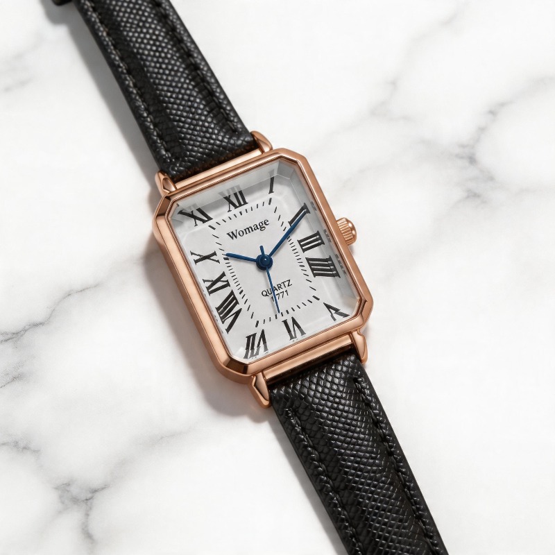 Montres à quartz rectangulaire - Luxury Watch Leather Strap avis et prix